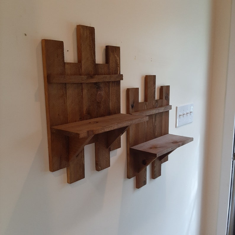 Staggered Rustic Wall Shelf 23 Color Options Reclaimed Wood Etsy