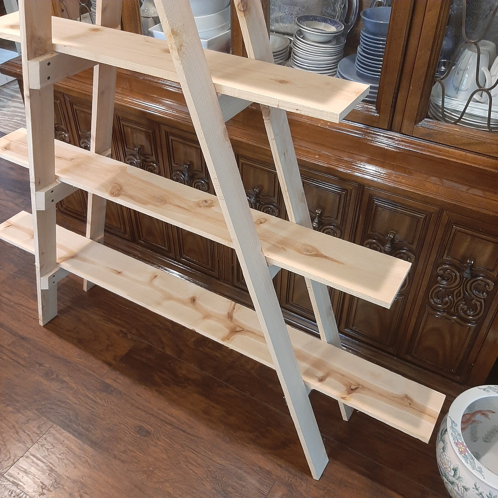 4 Tier Cascade Ladder Shelf Rustic Stagger Shelf Rustic Etsy