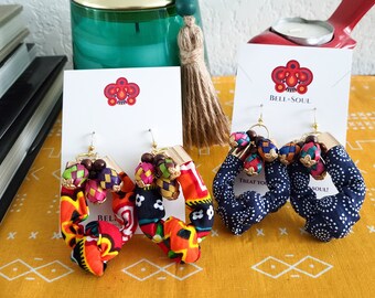 Colorful Rope Earrings, Knot Statement Earrings, Summer Earrings, Fabric Knot Drop Earrings