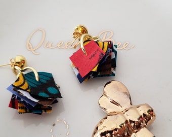 African Print Confetti Earrings, African print earrings, African fabric, drop earrings, statement jewelry