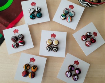 Fabric Earring Bundle, African Fabric Stud Earrings, Earring Sets, Pre-made Earring Sets