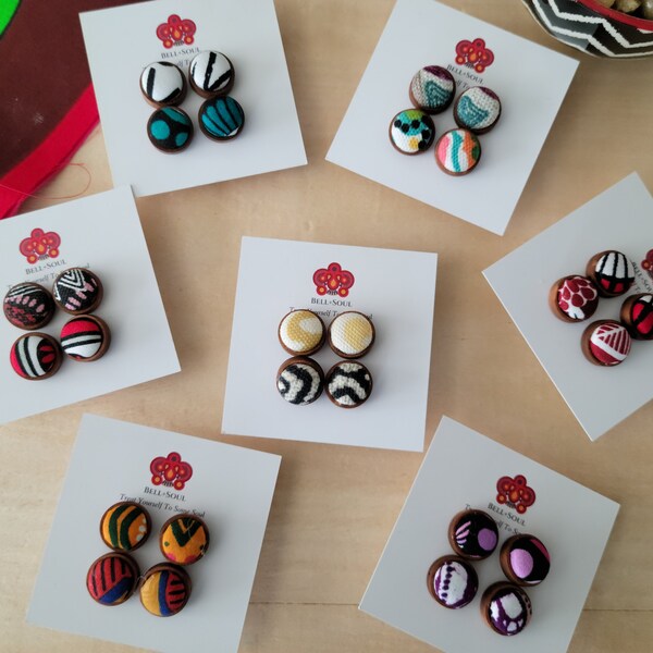 Fabric Stud Earrings Etsy