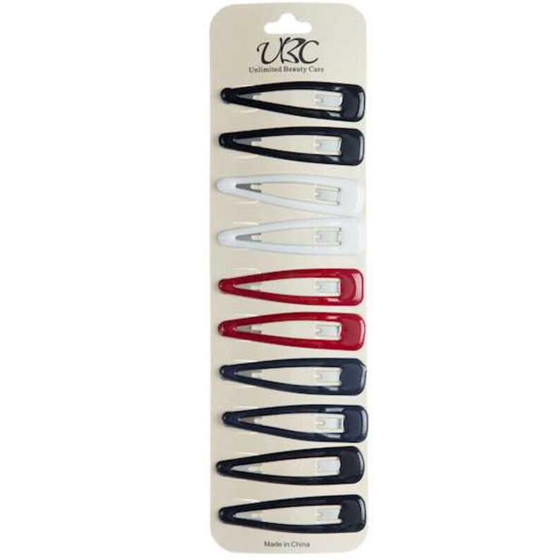 BlackWhiteRedNavy Snap Hair Clips 10 pieces