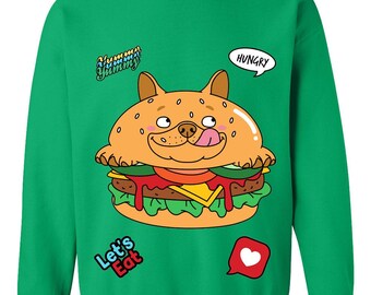 Frenchie Burger / Frenchie Girocollo / Felpa Bulldog Francese / Maglione Carino Bulldog Francese / Regalo per Mamma Bulldog Francese