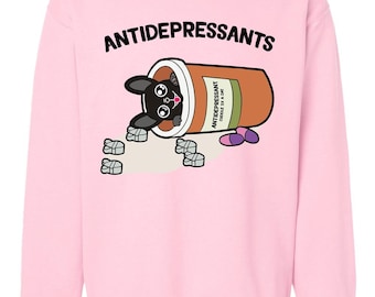 Antidepressivi per Bulldog Francese / Girocollo per Bulldog Francese / Felpa con Cappuccio per Bulldog Francese / Maglione Carino per Bulldog Francese / Regalo per Mamma di Bulldog Francese