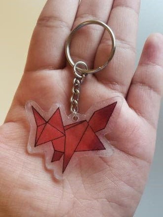 Origami Fox Shrink Plastic Keychain 