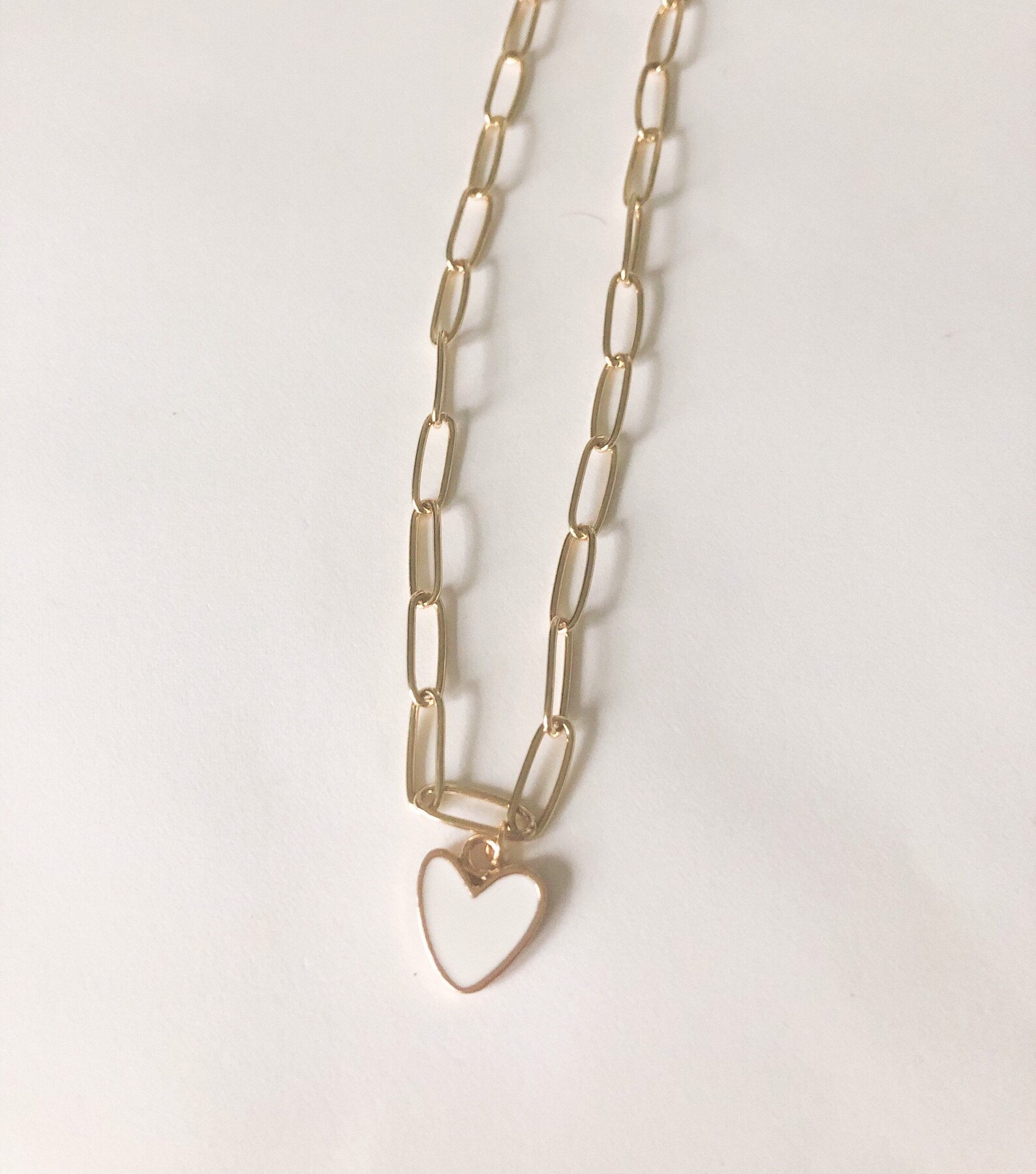 Heart paper clip chain necklace Etsy