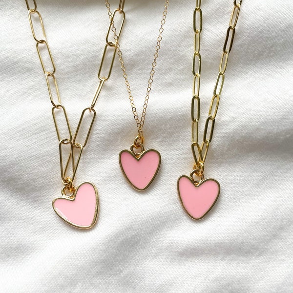 pink heart necklaces