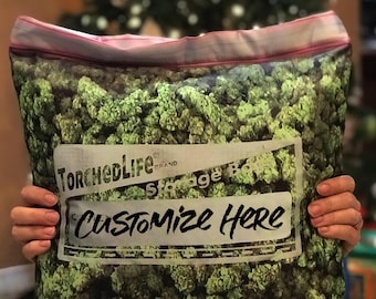 Personalized Cannabis Weed Pot Pillowcase with Secret Stash Pocket | Fits 16x16 Pillow Insert | Customize with Any Name or Strain