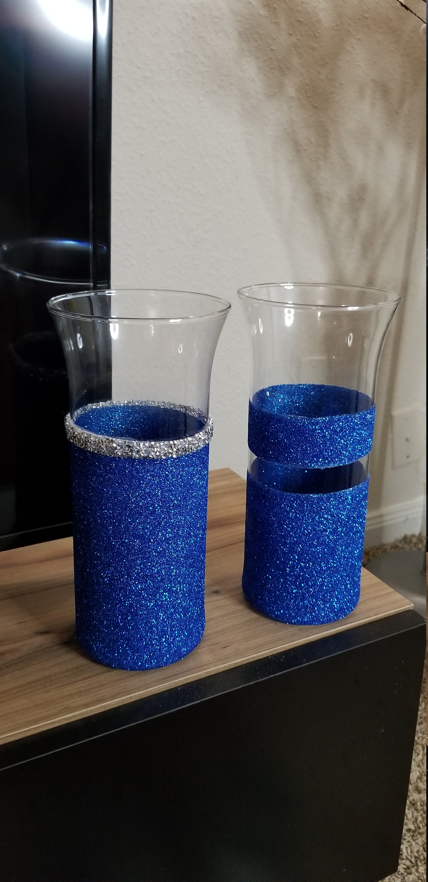 Set of 2 blue tall vase. Handmade vase centerpiece vase Etsy