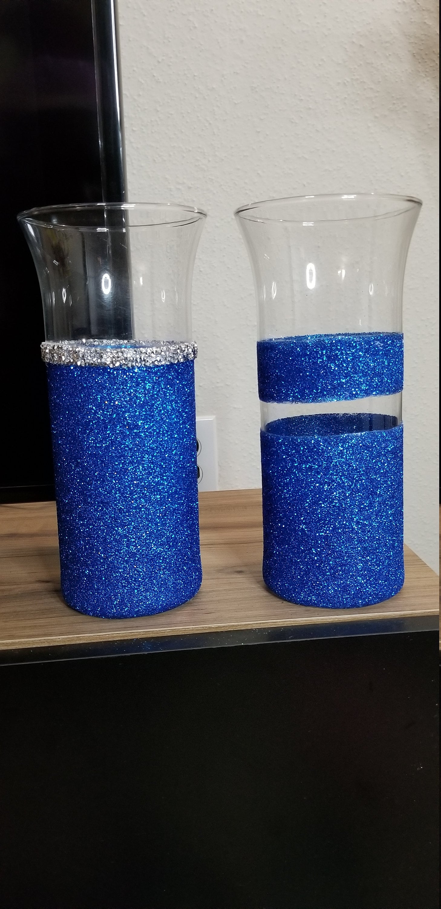 Set of 2 blue tall vase. Handmade vase centerpiece vase Etsy