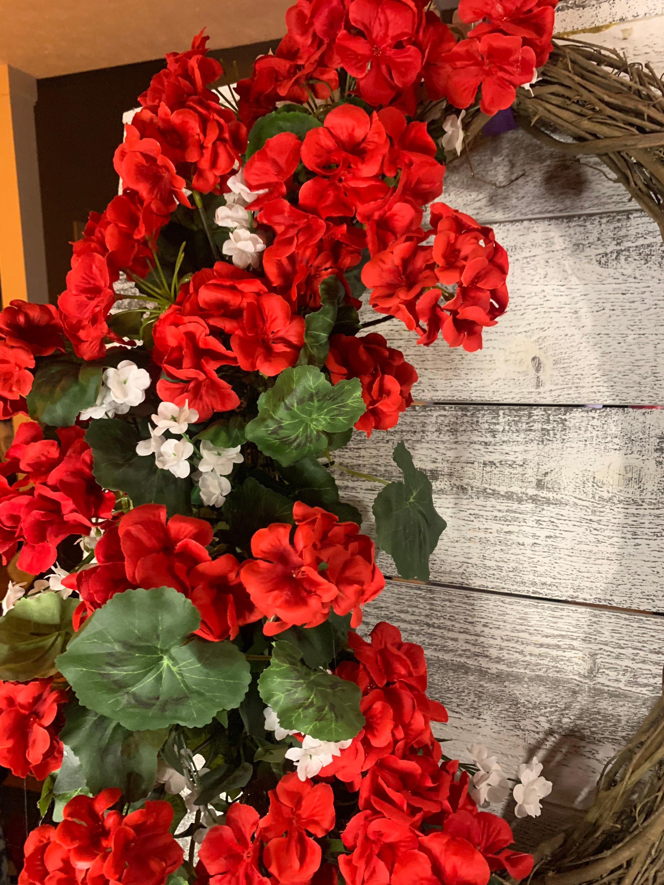 Customize It Geranium Wreath Elegant Front Door Bright Red Etsy