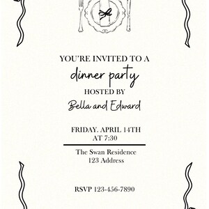 Dinner Party Invitation Digital Template