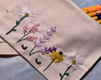 Wild Flower Embroidered Pouch
