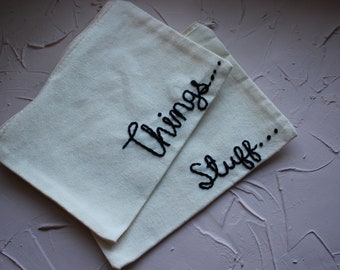 Stuff and Things Hand Embroidered Pouch | Embroidered Make Up Bag