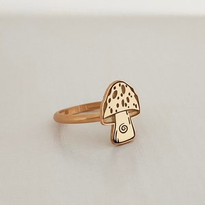 Mushroom Ring, Nature Ring, Psychedelic Mushroom Art, Magic Mushroom Ring, Forest Jewelry, Mushroom Wedding Ring, Mystic Mushroom Jewelry