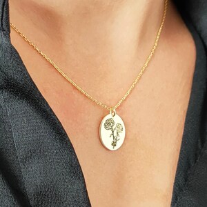 Collar de flores personalizado del mes de nacimiento, collar de flores de nacimiento de clavel, collar de flores de nacimiento de oro macizo, collar de flores de nacimiento de enero