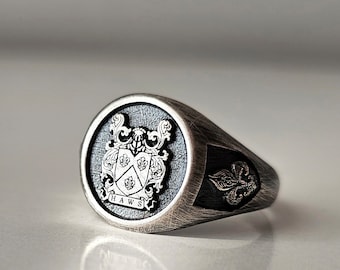 Family Crest Ring, Personalized Graduation Rings, Custom College Ring, College Class Ring, Personalised Engraved Signet Ring, School Ring