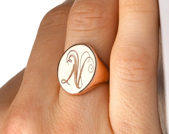 Initial ring, Monogram jewelry, Initial signet ring, Monogram initial ring, Initial engraved ring, Monogram letter ring, Pinky initial ring