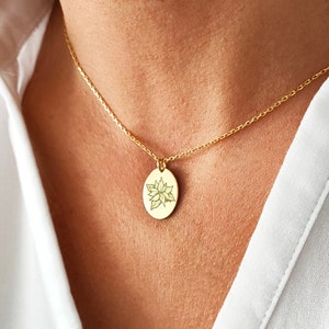 Poinsettia Flower Jewelry, Custom Birth Flower Jewelry, 14K Solid Gold Birth Flower Necklace, Best Friend Birthday Gifts, Christmas Flower