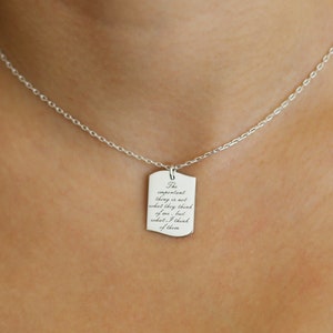 Personalized Sterling Silver Quote Necklace: Engraved Cursive Pendant