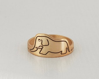 Anillo con sombrero de elefante de El Principito: Plata de ley 925 grabada
