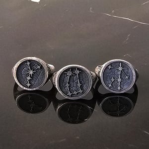 Custom Zodiac Constellation Ring, Sterling Silver Astrology Signet Ring, Handmade Horoscope Jewelry for Men and Women,Astrological Sign Ring