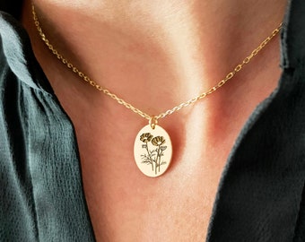 Sterling Silver Poppy Necklace: August Birth Flower Pendant