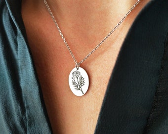 Marigold Necklace: 14K Solid Gold October Birth Flower Pendant