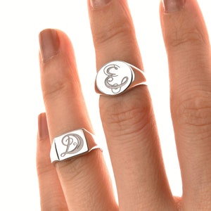 Silver signet ring, Signet ring, Initial ring, Initial engraved ring, Engraved ring, Monogram initial ring, Monogram ring, Gold signet ring