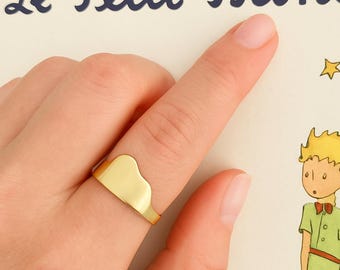 Anel do Pequeno Príncipe, em ouro com design de elefante e jiboia, joia literária