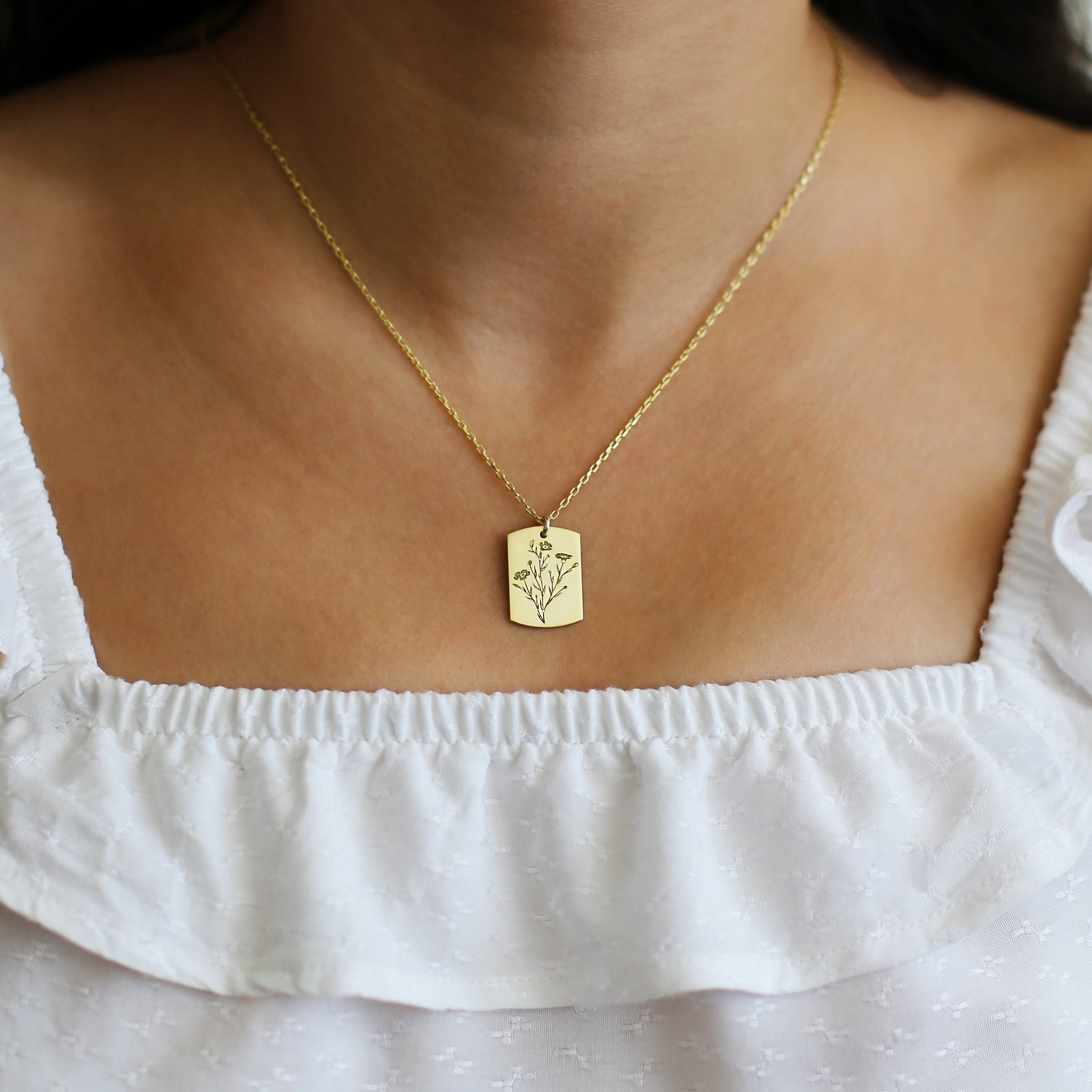 Wildflower Pendant, Silver Signet Necklace, Signet Flower