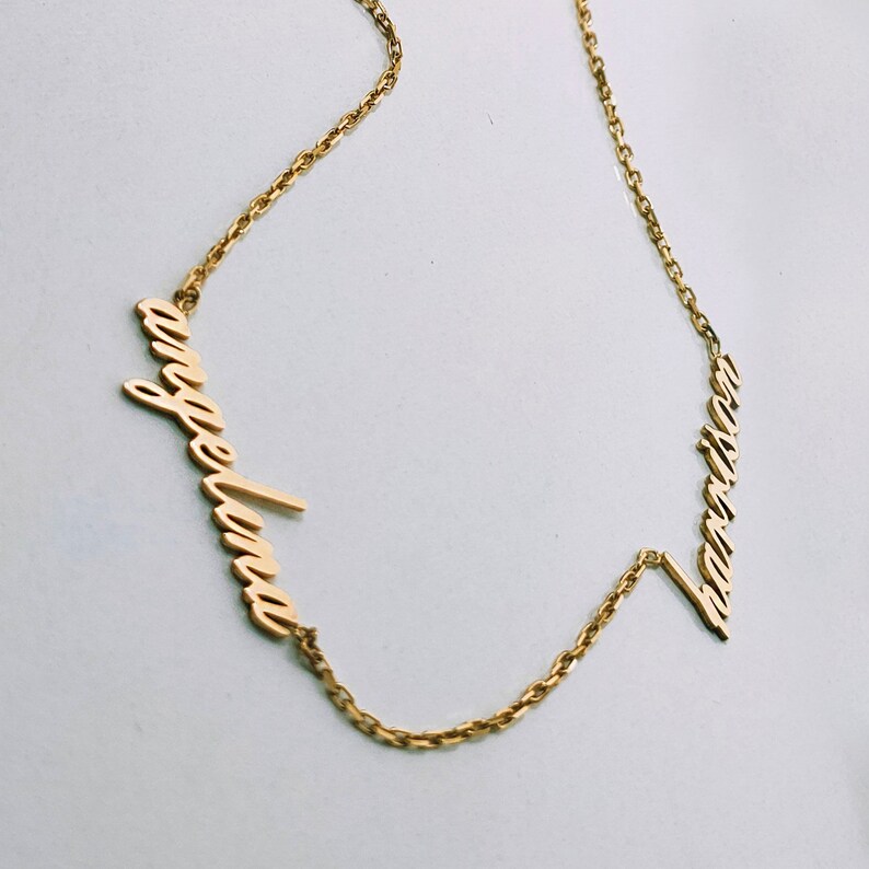 Pendant gold necklace name cursive Clearance