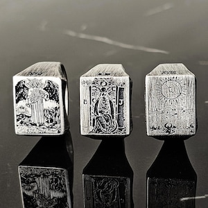 Bague de tarot personnalisée, chevalière ésotérique en argent sterling, bijoux des arcanes majeurs, pour homme et femme, la carte de tarot des amoureux