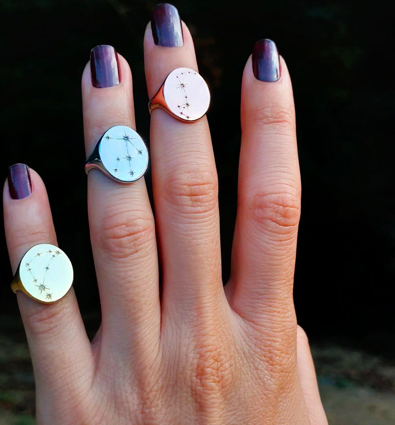 Zodiac Signet Ring, Constellation Ring, Astrological Sign Ring, Constellation Jewelry, Astrology Sign Ring, Zodiac Constellation Ring, Signs image 7