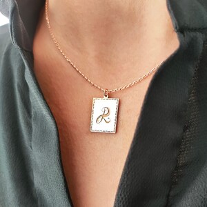 Sterling Silver Initial Necklace: Custom Engraved Monogram Pendant