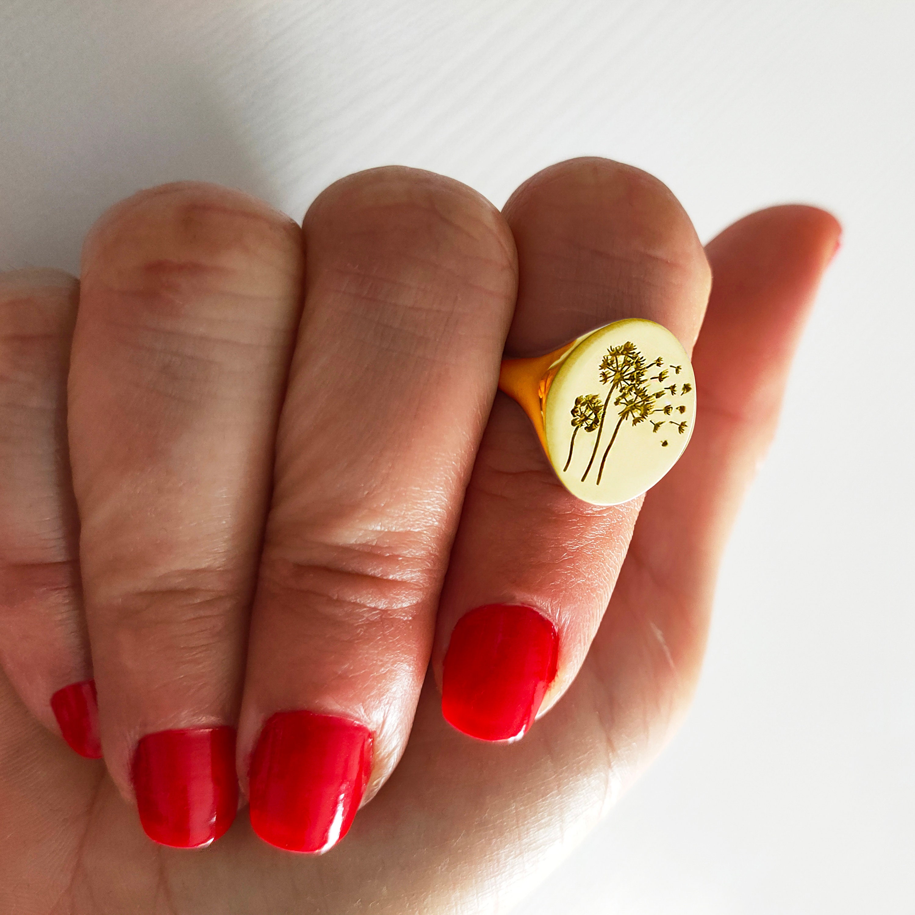 Dandelion Ring Ring Flower Jewelry Gold Dandelion Etsy