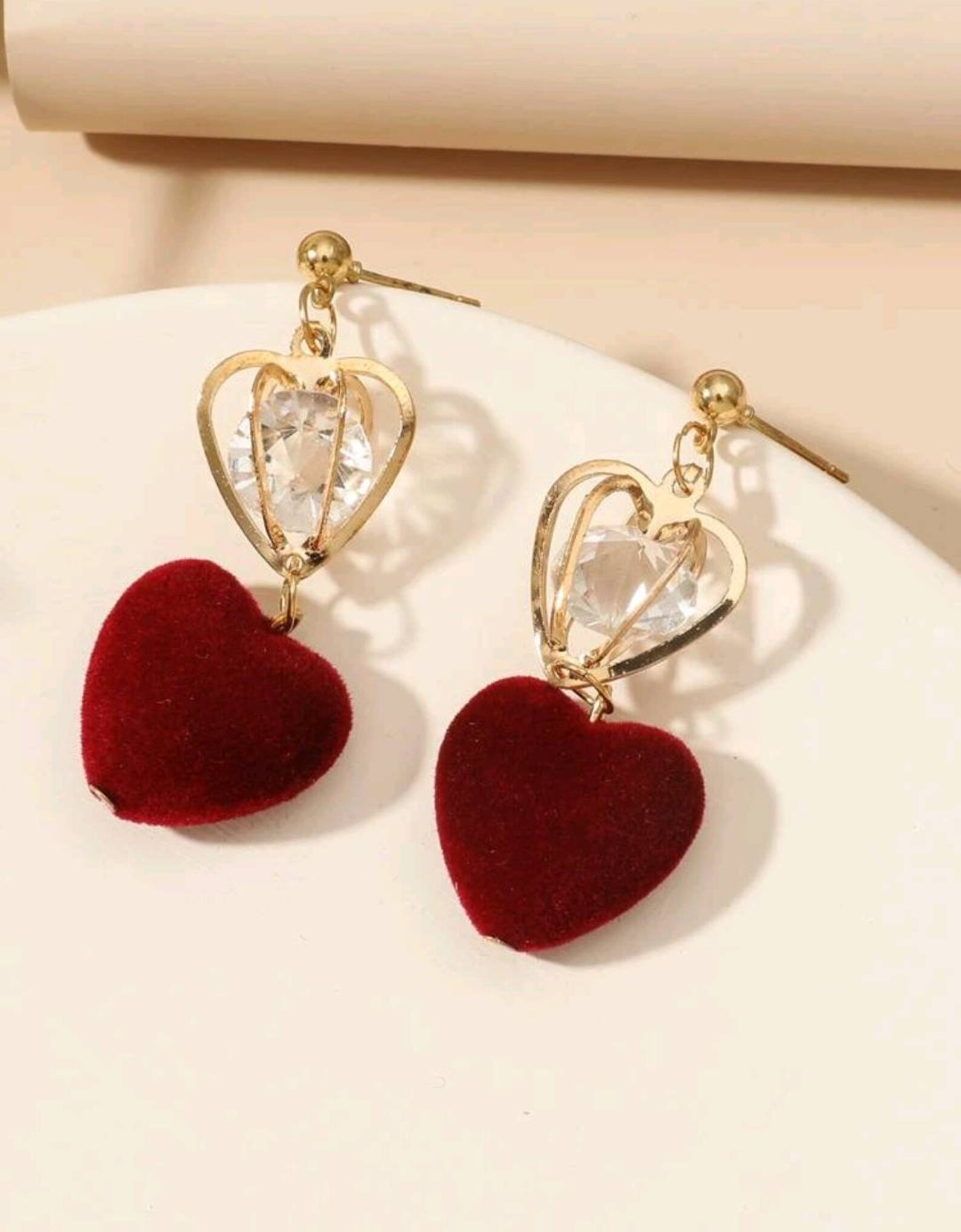 Velvet Heart Drop Earrings Red or Black Etsy