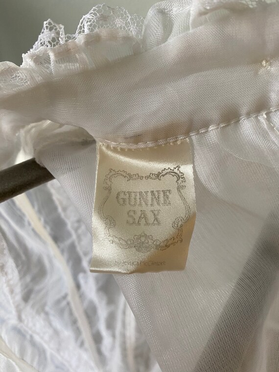 Gunne Sax 1970s Jessica McClintock sheer white ribbon… - Gem