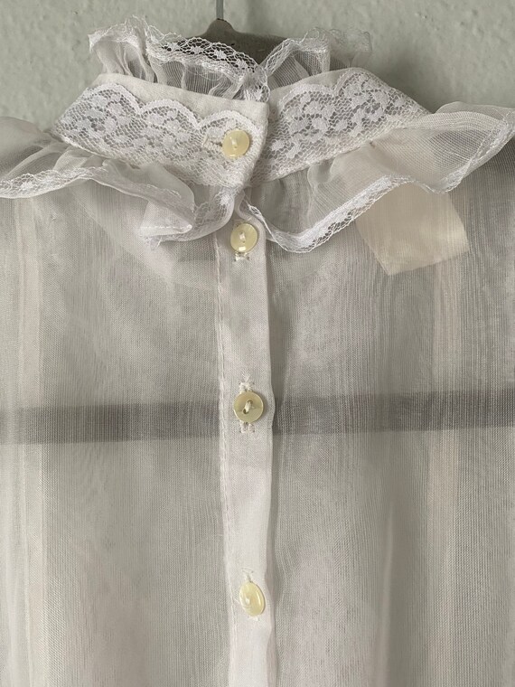 Gunne Sax 1970s Jessica McClintock sheer white ribbon… - Gem
