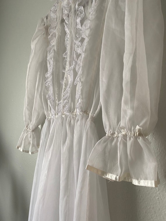 Gunne Sax 1970s Jessica McClintock sheer white ribbon… - Gem