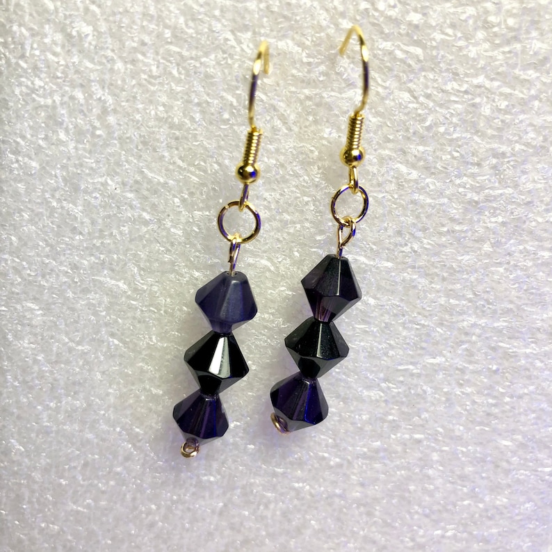 Plum and Black Crystal Bracelet and earrings set