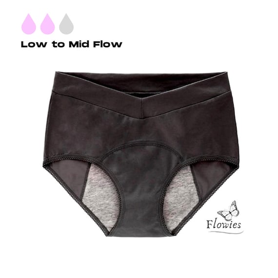 Flowies Boyshort Period Panty Black Cotton Eco Menstrual Pad