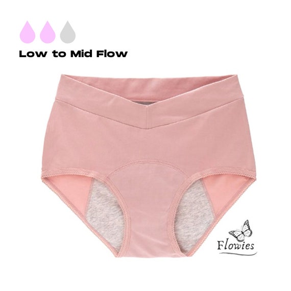 Flowies Boyshort Period Panties Pink Cotton eco Menstrual Pad Pantyliner  Bladder Leakage Leakproof Underwear Reusable Gift 