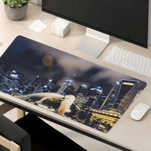 LIMITED DEAL Lxndscxpe Mouse Pad High Quality Desk Mat with Unique Design Modern City Merlion Park, Singapore by Lxndscxpe image 2