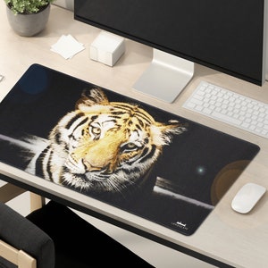 Large Mouse Pad Professional Desk Pad High Quality Desk Mat with Unique Design Big Cat Feline Model Bengal Tiger by Lxndscxpe image 2