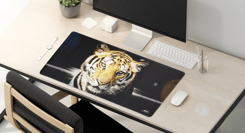 Large Mouse Pad Professional Desk Pad High Quality Desk Mat with Unique Design Big Cat Feline Model Bengal Tiger by Lxndscxpe image 2