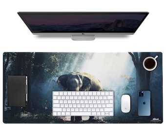 LIMITED DEAL | Lxndscxpe Desk Mat | High Quality Desk Mat with Unique Design | Wild Nature Life | The Last Elephant by Lxndscxpe