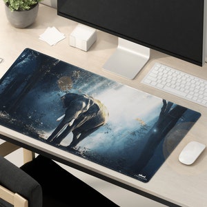 LIMITED DEAL Lxndscxpe Desk Mat High Quality Desk Mat with Unique Design Wild Nature Life The Last Elephant by Lxndscxpe image 2