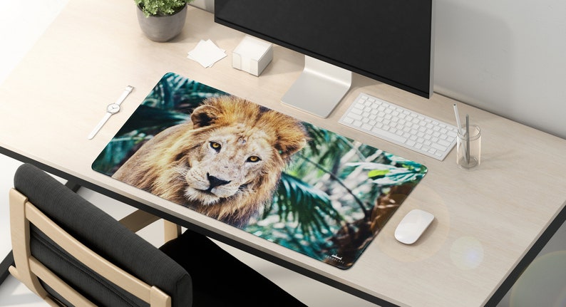 Large Professionnal Mouse Pad with Unique Design High Quality Desk Mat and Desk Pad for Home and Work Wild Animal Lion image 2